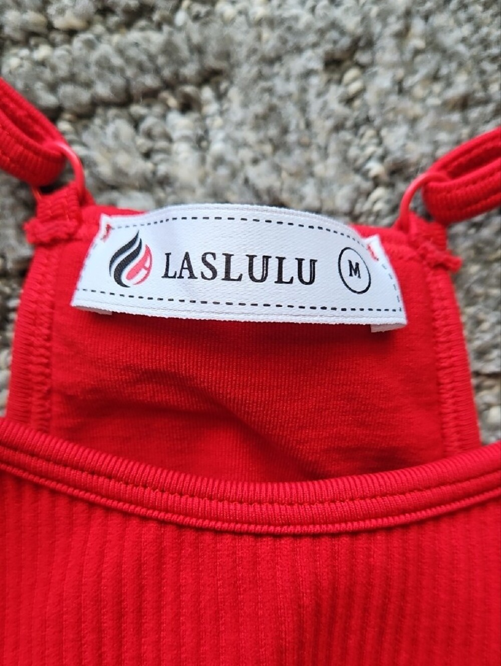Red Ribbed High-Neck Tank Top - Picture 2 of 5